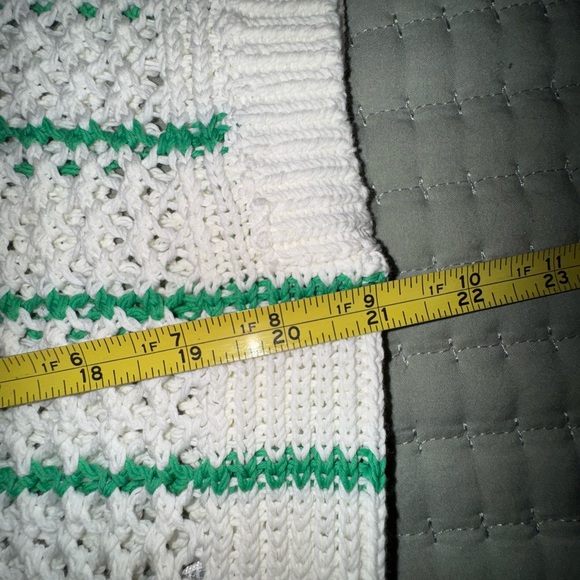 Madewell Crew Neck Open-Stitch Sweater Tee in Green Stripe. Size Small. NWT - Picture 6 of 16